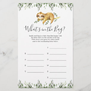 Sloth Baby shower Devinez ce qu'il y a dans le jeu