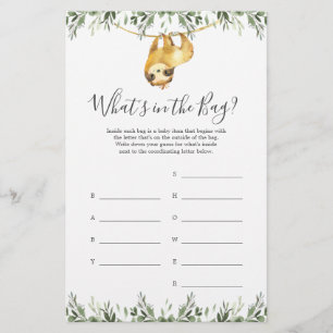 Sloth Baby shower Devinez ce qu'il y a dans le jeu