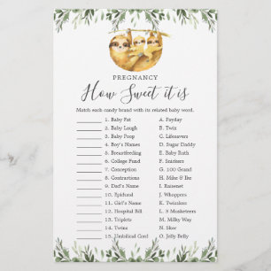 Sloth Baby shower Grossesse Comme Il Est Doux Jeu