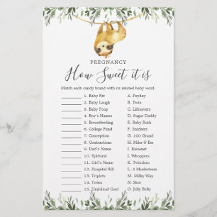 Sloth Baby shower Grossesse Comme Il Est Doux Jeu