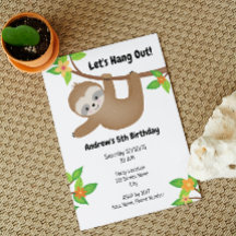 Sloth Birthday Invitation