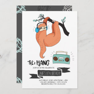 Sloth Birthday Party Invitation