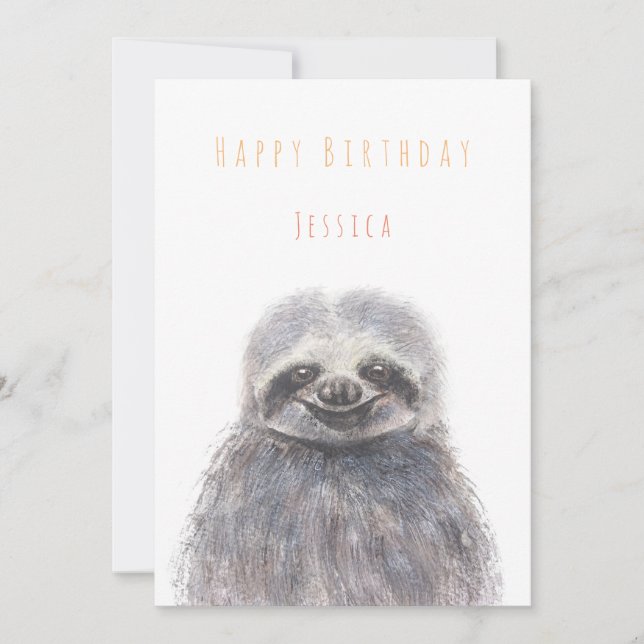 sloth Bonne carte de voeux d'anniversaire  (Devant)
