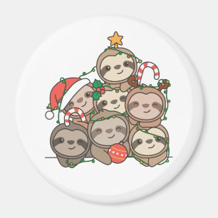 Sloth Christmas Tree Drôle Animal Christmas Magnet