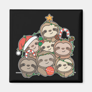 Sloth Christmas Tree Drôle Animal Christmas Magnet