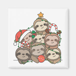 Sloth Christmas Tree Drôle Animal Christmas Magnet