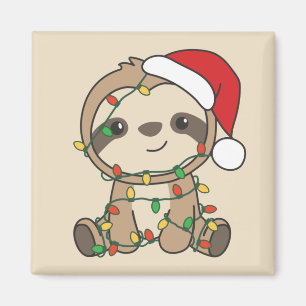 Sloth Christmas Winter Animaux Sloths Magnet