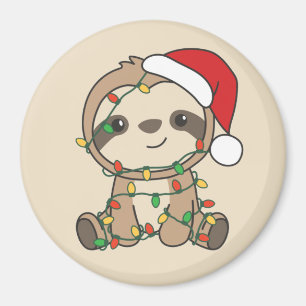 Sloth Christmas Winter Animaux Sloths Magnet