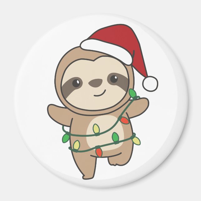 Sloth Christmas Winter Animaux Sloths Magnet (Devant)