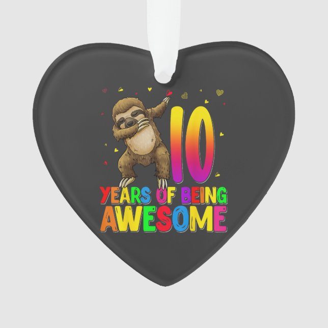 Sloth Dabbant Pour Anniversaire De 10 Ans 10ème An (devant)