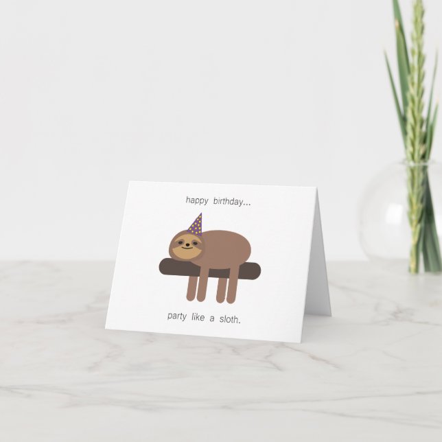 Sloth dans une carte casquette d'anniversaire (Devant)