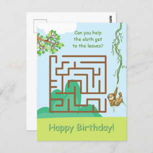Sloth et feuilles, maze puzzle cartes postales d'a