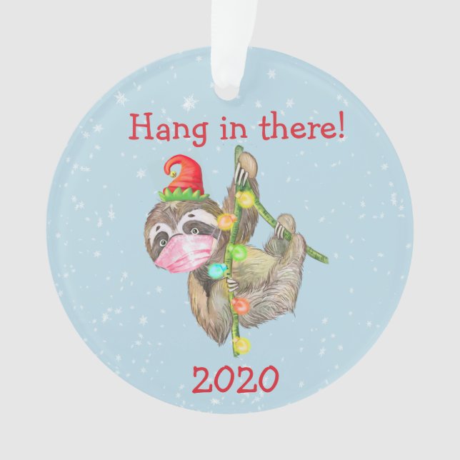 Sloth Hang in There Christmas Face Mask 2020 (devant)