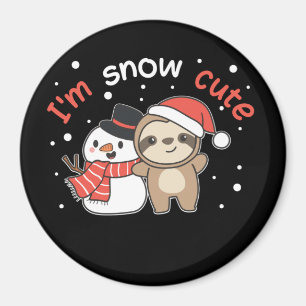 Sloth Je suis Snow mignon Snowman Pun Magnet