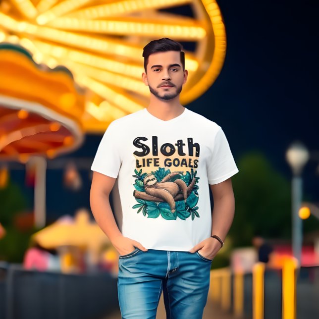 Sloth Life Goals - Funny Meme T-Shirt (Sloth Life T-Shirt )