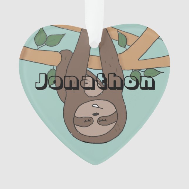 Sloth mignon Noël Enfants Nom Décoration (devant)