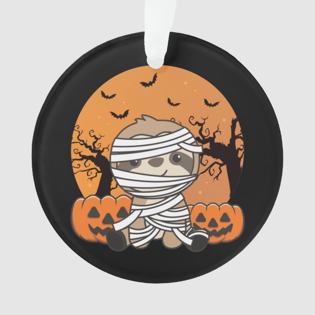 Sloth Mummy Citrouille Sloths Happy Halloween Orna (devant)