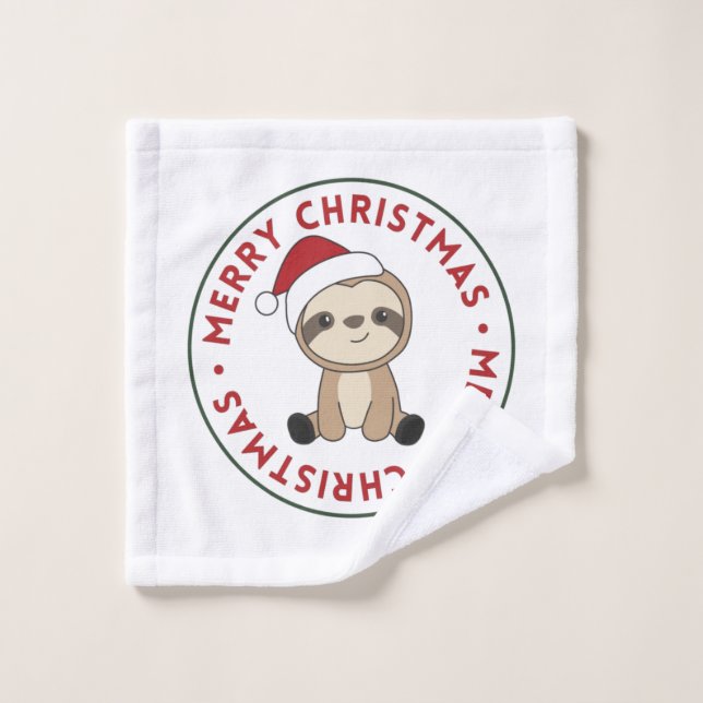 Sloth Noël Neige Hiver Animaux Sloths Laver Cl (Gant de toilette)