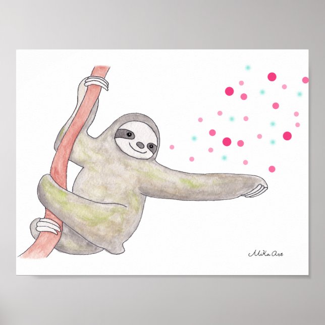 Sloth Poster Sloth Print Sloth Wall Art Decor (Devant)