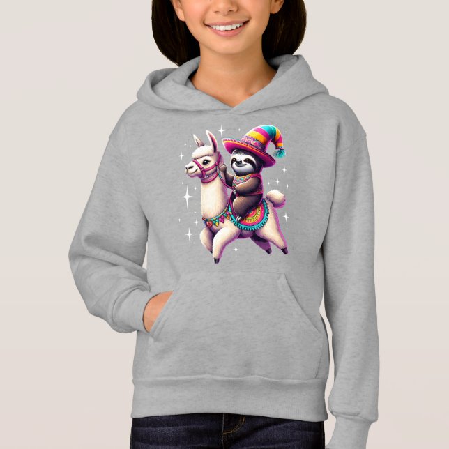 Sloth Riding Sur Llama Cute Animaux Enfants Garçon (Devant)