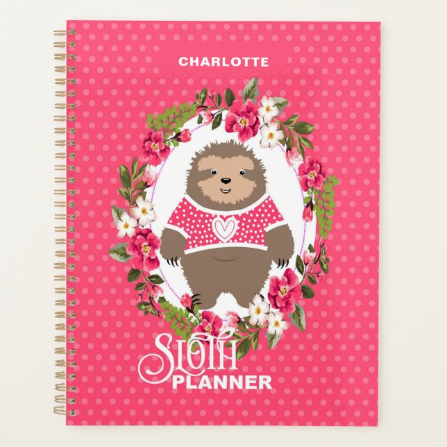Sloth Super mignonne Girl  | Nom modifiable (Devant)