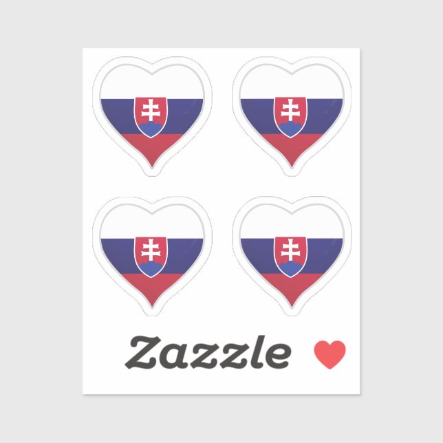 Slovaquie amour drapeau orgueil autocollant coeur (Feuille)