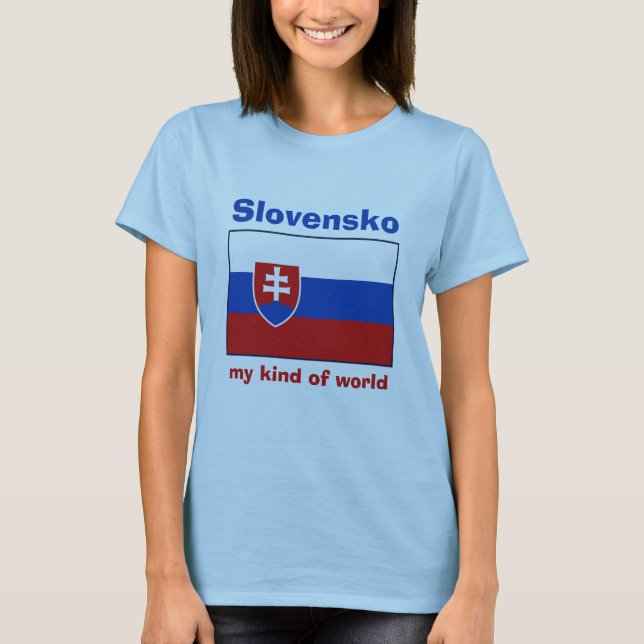 Slovaquie Drapeau + Carte + Texte T-Shirt (Devant)