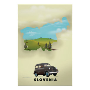 Slovénie Carte illustrée affiche de voyage