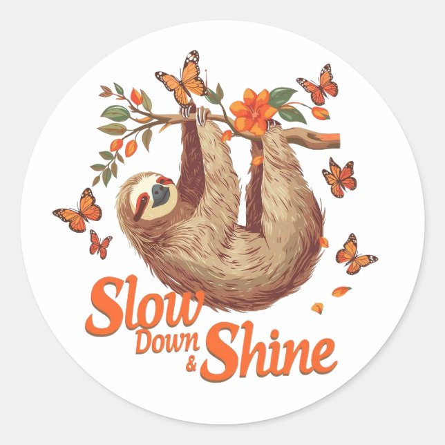 Slow Down and Shine Sloth Sticker  (Devant)