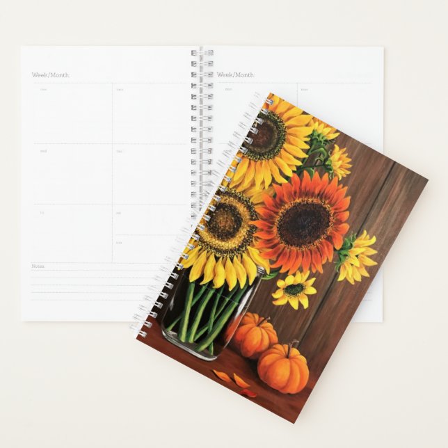Sm Planner - Fleurs de soleil/Citrouilles (Devant avec enveloppe)