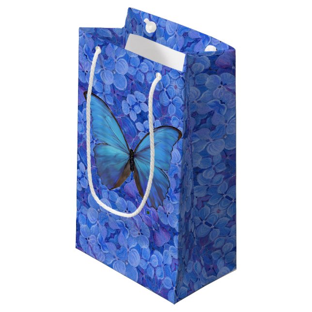 Sm Sac cadeau Blue Morpho sur Hydrangea (Devant Angle)