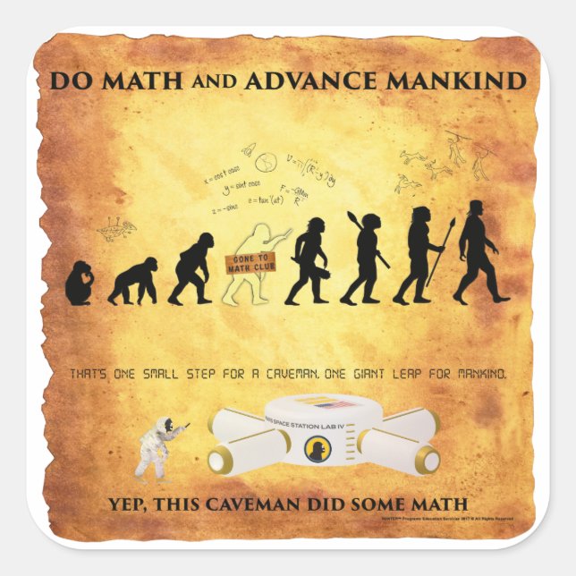 Smart Caveman : Do Math Advance Mankind Stickers (Devant)