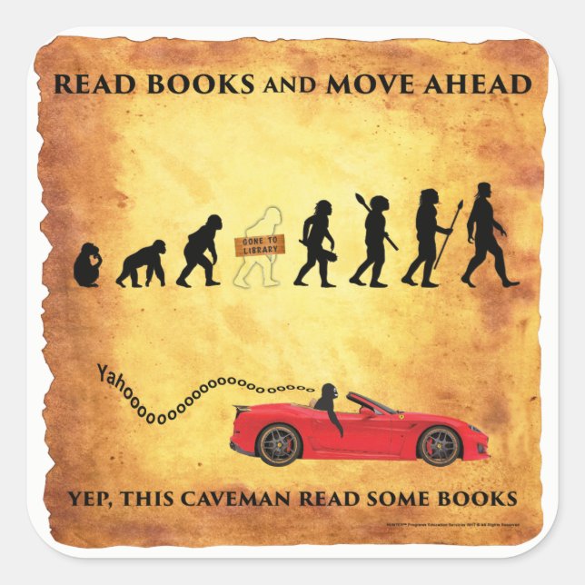 Smart Caveman : Lire Livres Déplacer Les Stickers (Devant)