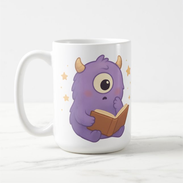Smart Reading Monster Kids Mug — Purple Study (Gauche)