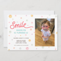 Smile Happy Face Photo Anniversaire Invitation