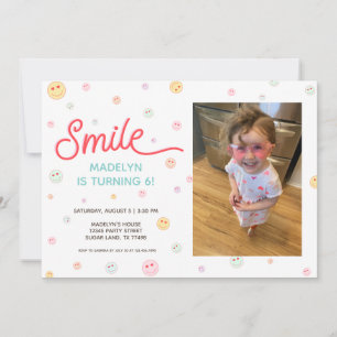 Smile Happy Face Photo Anniversaire Invitation