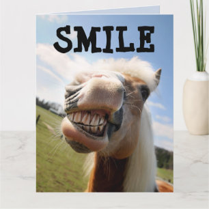 SMILE HORSE FUNNY ANNIVERSAIRE GRANDE CARTE