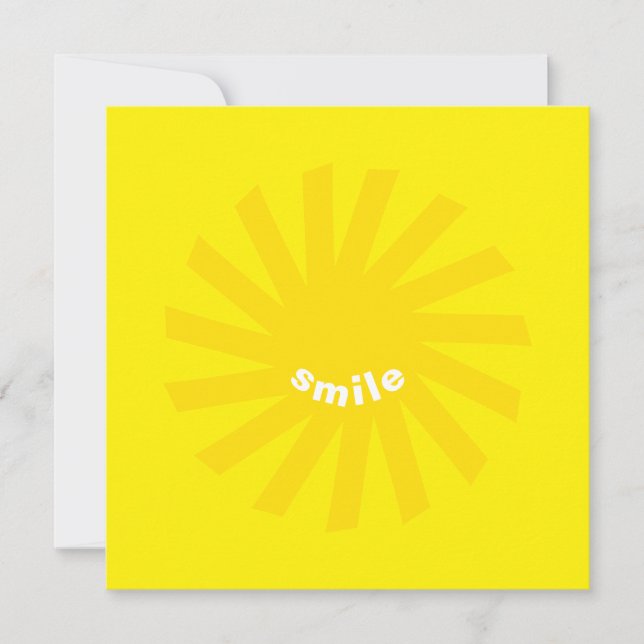 Smile jaune soleil brillant plaisir joyeux carte j (Devant)