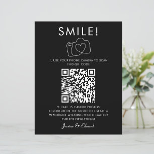 Smile Photos mémorables Qr Code Black Chic Mariage
