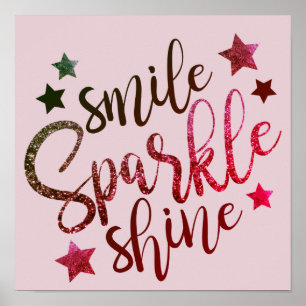 Smile Sparkle Shine - affiche rouge/rose