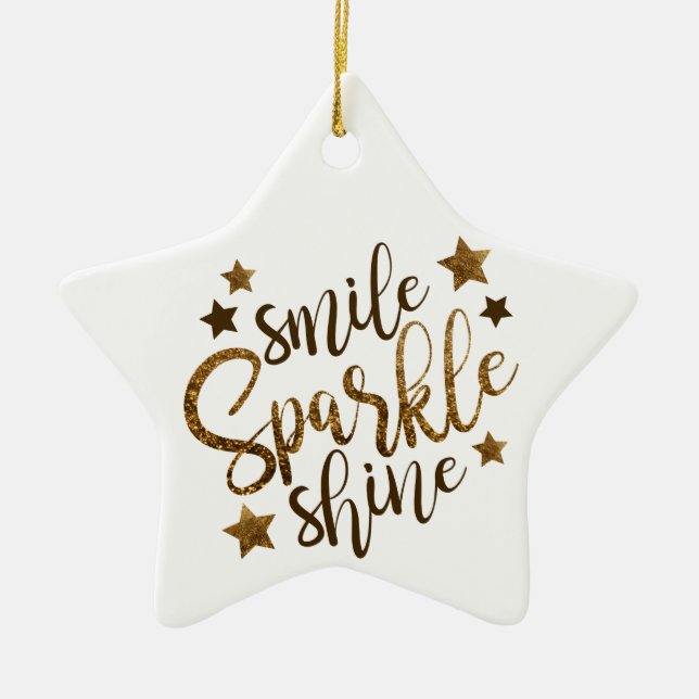Smile Sparkle Shine, étoiles lettres or ornement (Devant)