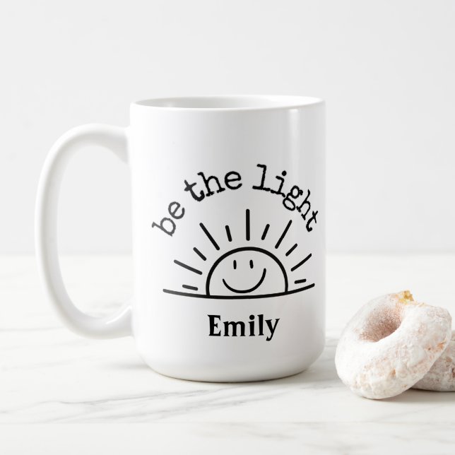 SMILEY FACE SUNSHINE PERSONNALISÉ MUG (Avec donut)