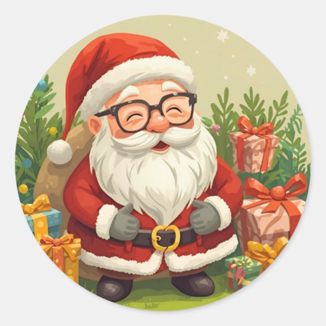 Smiling Santa Festive Sticker (Devant)