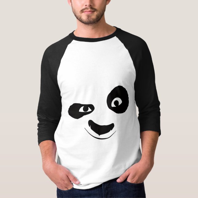 Smirking Panda Face Black & White Graphic T-Shirt  (Devant)