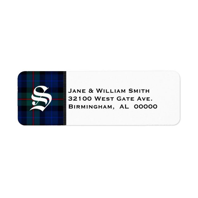 Smith Tartan Plaid Monogram Étiquettes de adresse (Devant)