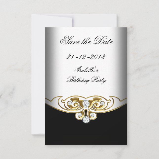 Sml Save the Date Blanc Noir Or Diamant (Devant)