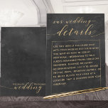 Smoky Black Gold Elegant Wedding Détails Détails d<br><div class="desc">Un élégant et sophistiqué noir et or faire-part de mariage Détails de la fiche de l'enceinte pour informer les clients des informations supplémentaires non couvertes sur votre invitation. Il s'agit d'une feuille de papier mince avec une reproduction de couleurs impressionnante et facilite l'ajout à votre enveloppe invitation lorsque vous incluez...</div>