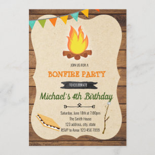 S'more bonfire anniversaire invitation fête