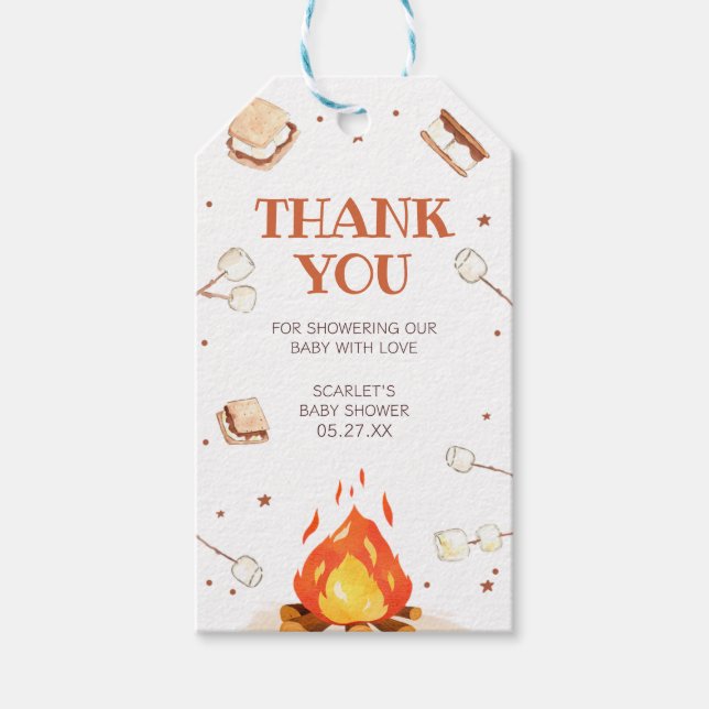 S'more Bonfire Baby shower Favoriser les étiquette (Devant)