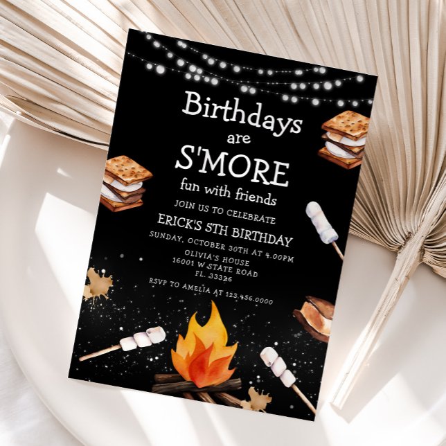 S'more Camping Bonfire Invitation d'anniversaire (Créateur téléchargé)